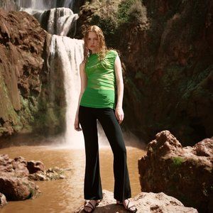 BNWT ZARA WOMAN DRAPED TULLE TOP GREEN / GRASS - REF. 0085/351 SMALL